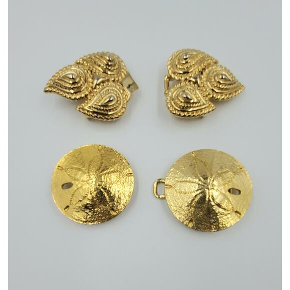 Vintage Mimi Di N Lot of 2 Belt Buckles - 1974 Sand Dollars & 1985 Paisley